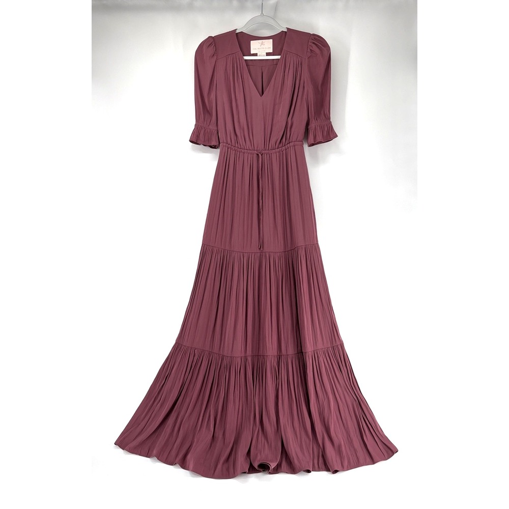 Gal Meets Glam Maxi Dress 00 Pink Dahlia Puff Sleeve Spring Wedding Guest